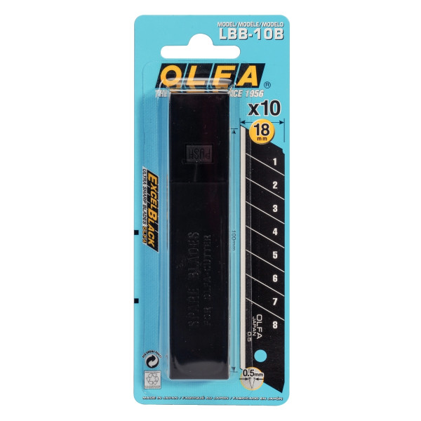 Blister de 10 lames noires OLFA 18mm
