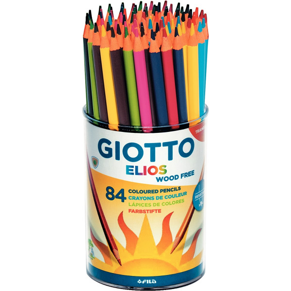 Pot de 84 crayons Elios Wood Free assortis