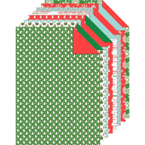 Paquet de 40 feuilles carton décoration thème Noël assorties 25 x 35 cm