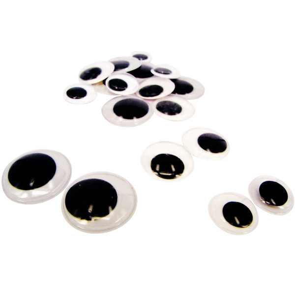 Sachet de 18 yeux maxi noirs, diamètres : 20, 25 et 30 mm x 3 paires