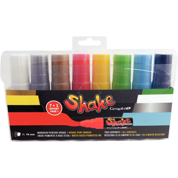 Set de 8 marqueurs peinture Shake XL 16mm dont 1 gratuit