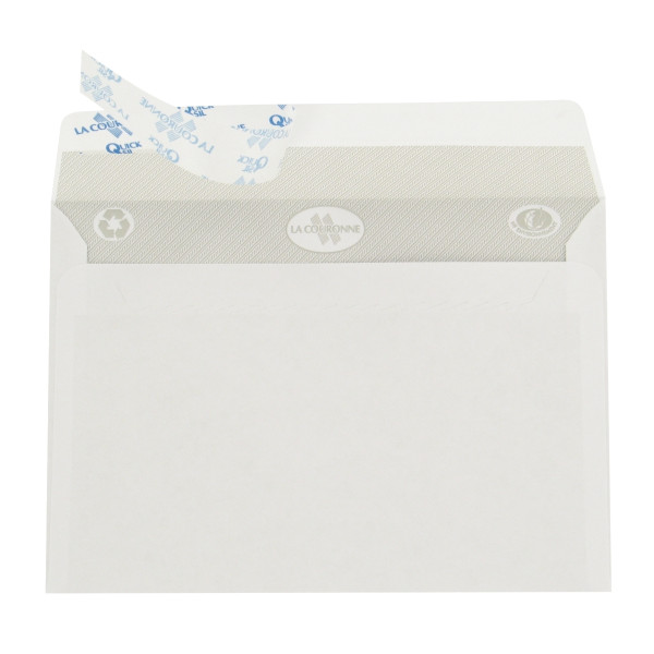 Boîte de 500 enveloppes blanches format C6 114x162 90g/m² bande de protection