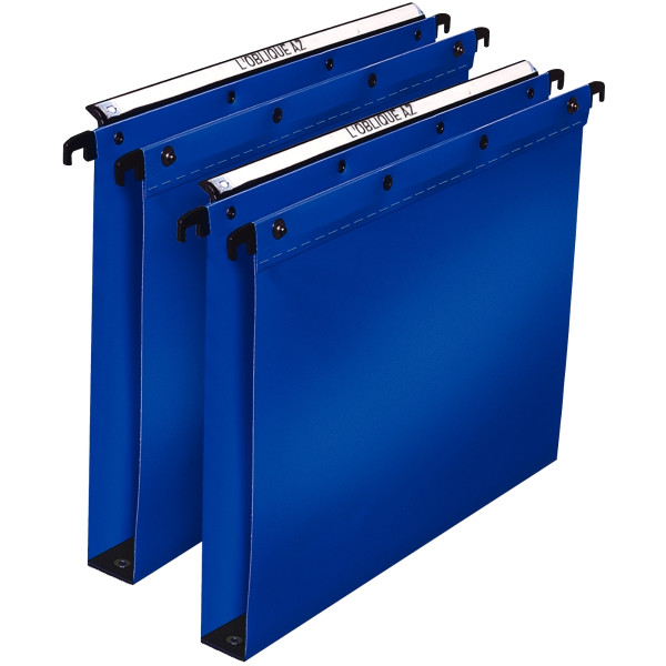 Paquet de 10 dossiers suspendus en polypropylène opaque 5/10ème pour tiroir, dos 30 mm, bleu