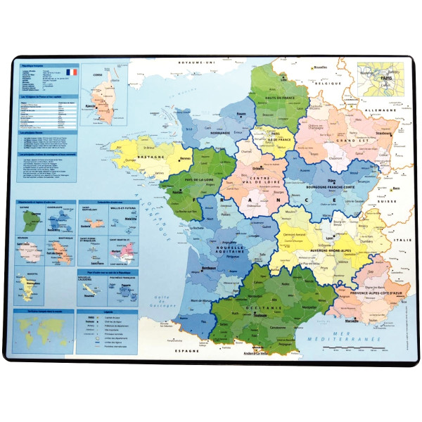Sous-mains 53x40 cm, carte de France