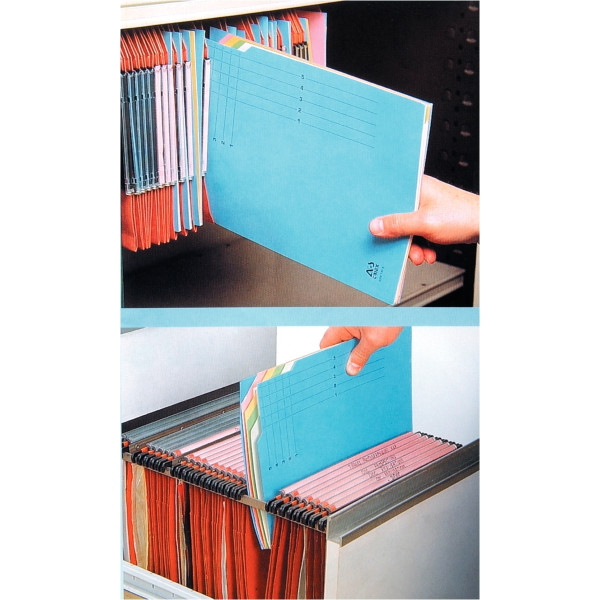 Paquet de 10 sous-dossiers DOSTRI 5 compartiments, bleu