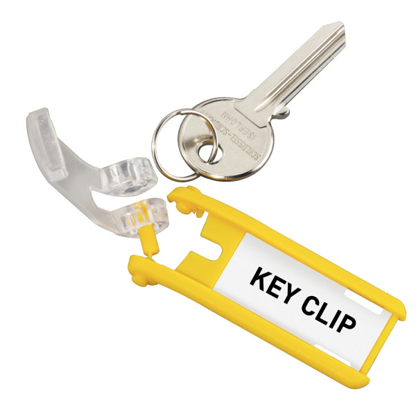 Sachet de 6 portes-clés avec étiquettes KEYCLIP jaune