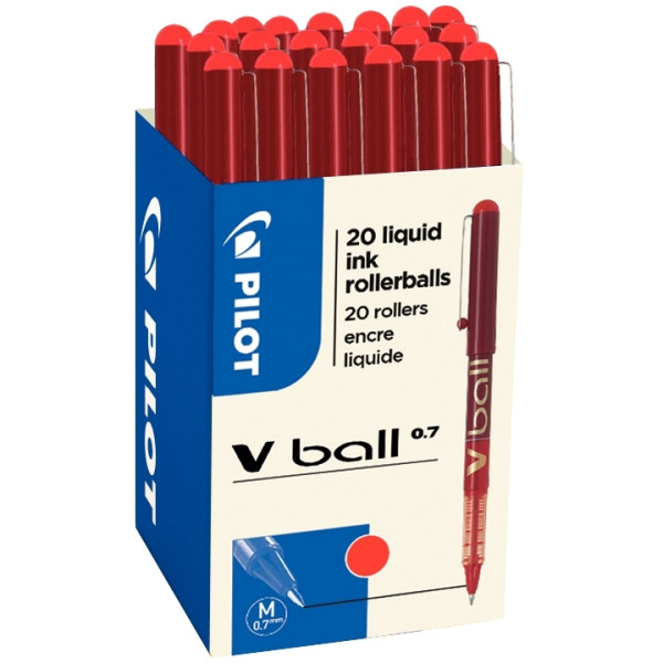 Pack de 20 rollers V-Ball 0,7mm rouges dont 4 offerts