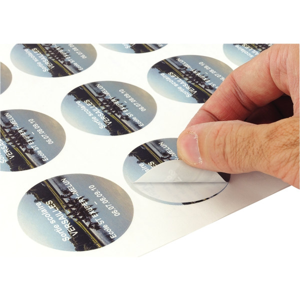 Boîte de 240 étiquettes badges adhésifs ronds Ø51mm blanc