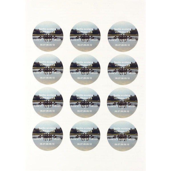 Boîte de 240 étiquettes badges adhésifs ronds Ø51mm blanc