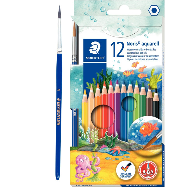 Étui de 12 crayons de couleur Noris aquarellable assortis