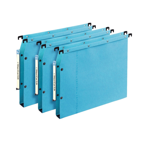 Paquet de 25 dossiers suspendus AZV Ultimate pour armoire dos fond 30 mm bleu
