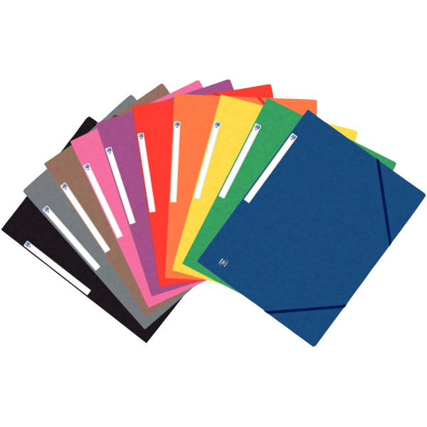 Carton de 50 chemises 3 rabats à élastiques TOP FILE+ en carte lustrée 4/10ème 390g, coloris assorti