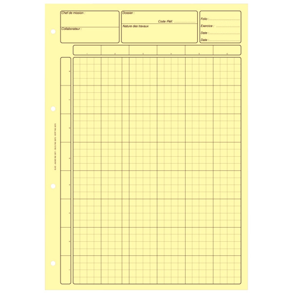 Bloc audit de 80 pages, matrice pour contrôle interne, coloris jaune