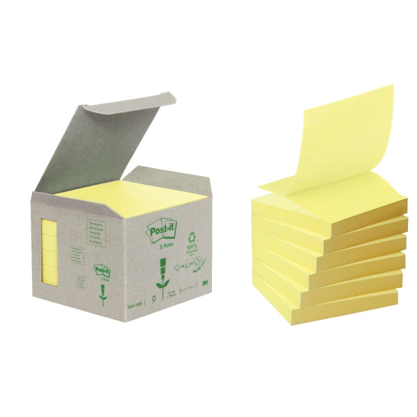 Boite de 6 blocs de 100 feuilles Z-Notes recyclée post-it 76 x 76 mm coloris jaune