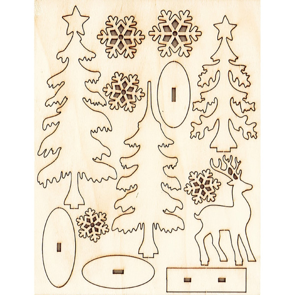 Planche décor forêt de Noël en bois