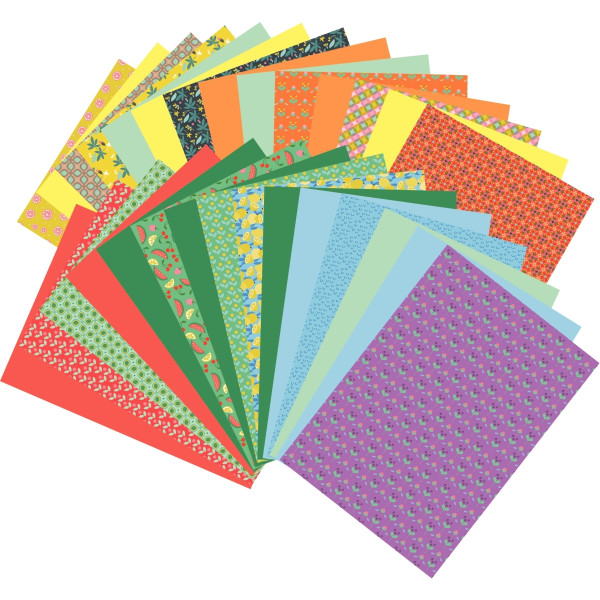 Paquet de 96 feuilles de papier motifs fantaisie assortis 80 grammes format 21 x 29,7 cm
