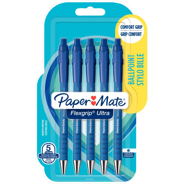 Blister de 5 stylos Flexgrip Ultra bleus