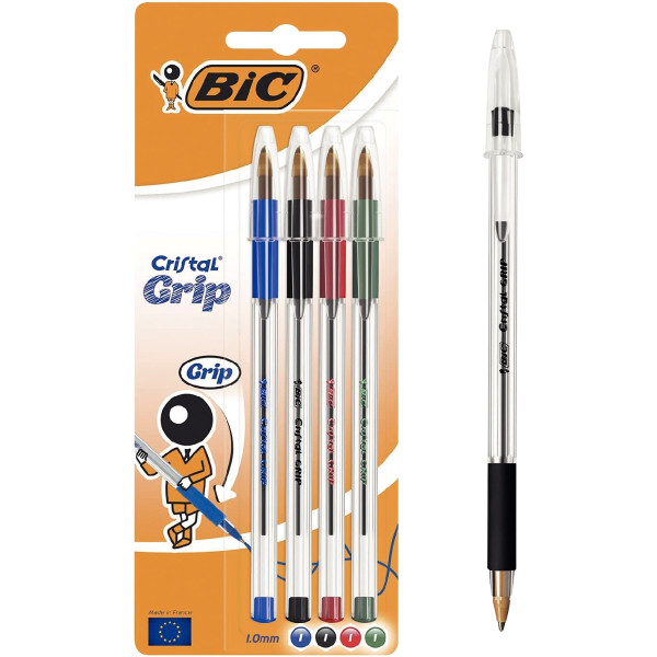 blister 4 stylos bic cristal assortis moyenne