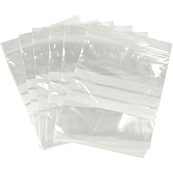 Paquet de 1000 sachets ZIP 120x80mm transparent/bandes blanches