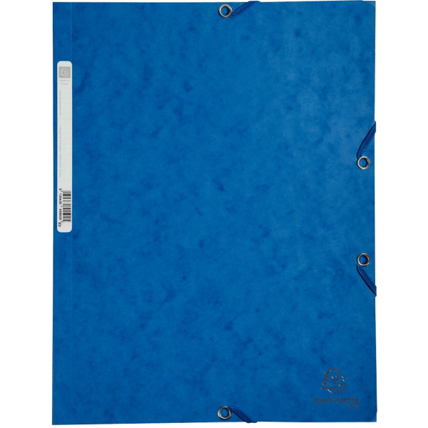Chemise 3 rabats à élastiques en carte lustrée 400g, bleu