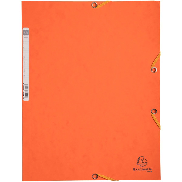 Chemise 3 rabats à élastiques en carte lustrée 400g, orange