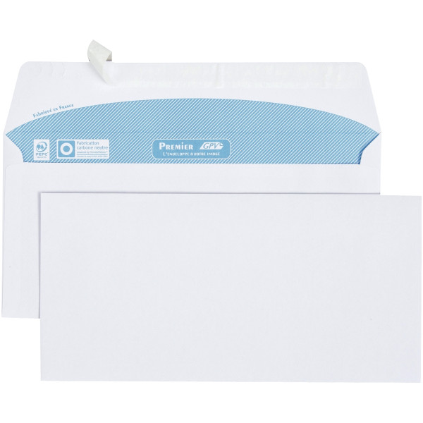 Paquet de 100 enveloppes blanches 110x220mm 80g bande siliconée