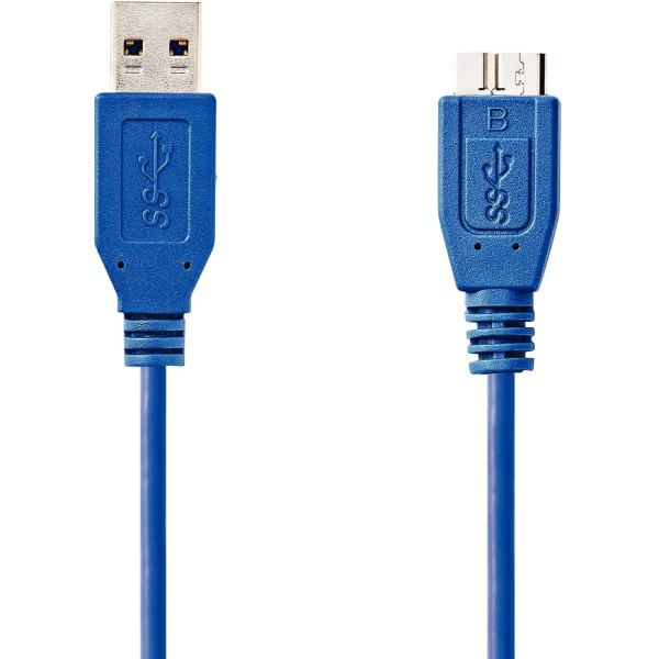 Cordon USB 3.2 type A vers micro USB B bleu 2m