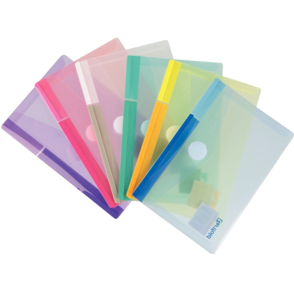 Paquet de 6 enveloppes pour format A6 en polypropylène, coloris assortis