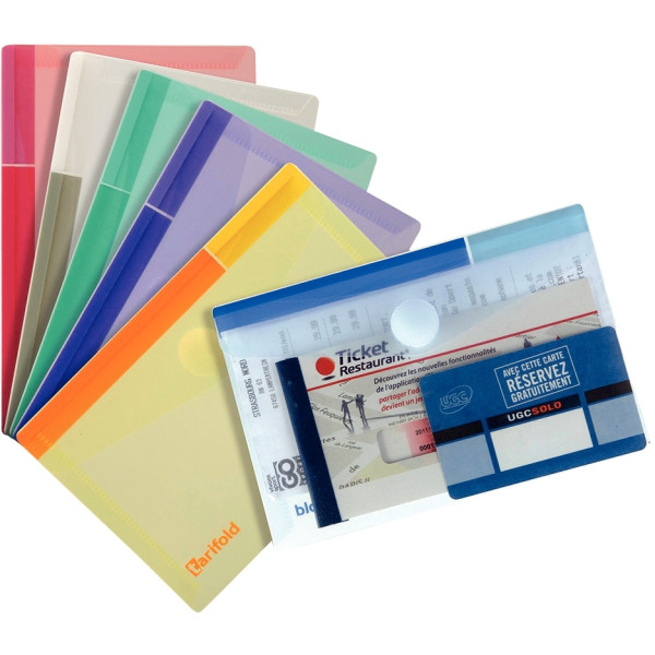 Paquet de 6 enveloppes pour format A6 en polypropylène, coloris assortis