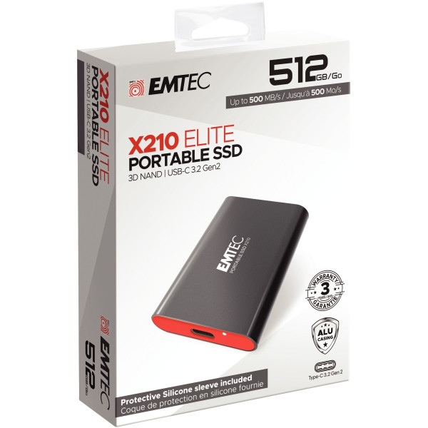 Unité de stockage portable SSD Emtec X210 USB 3.1 512 Go