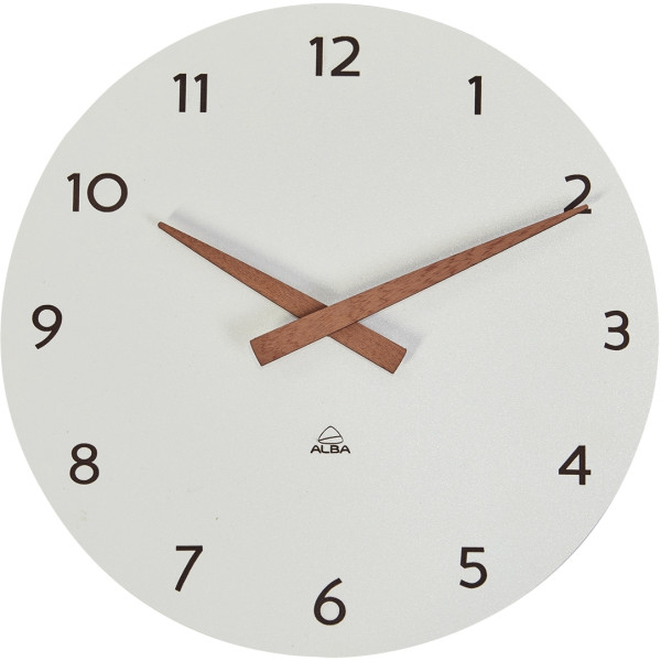 Horloge diamètre 30cm Milena blanc et bois
