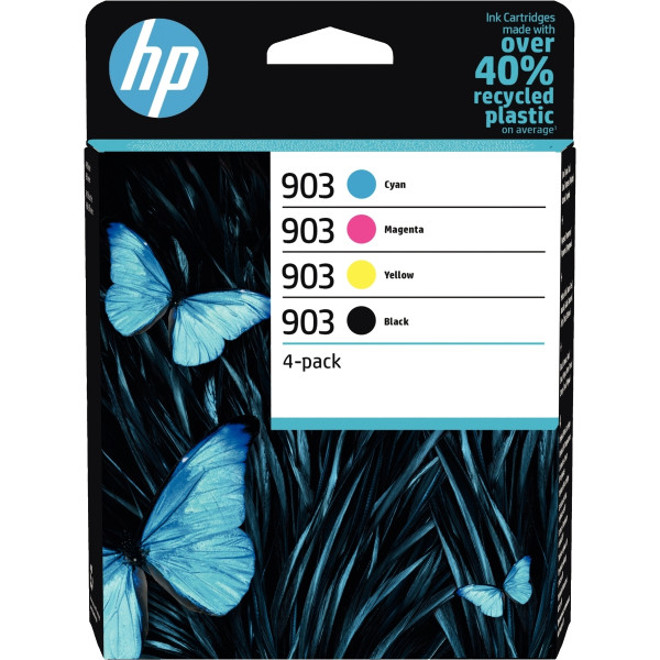 HP 903 pack de 4 cartouches d'encre noire, cyan, magenta, jaune authentiques (6ZC73AE)