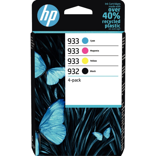 HP 932/933 pack de 4 cartouches d'encre noire, cyan, magenta et jaune authentiques (6ZC71AE)