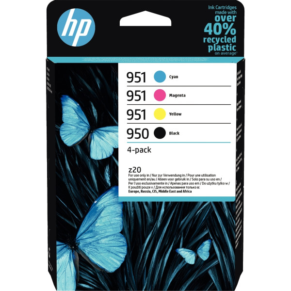 HP 950/951 pack de 4 cartouches d'encre noir, cyan, magenta et jaune authentiques (6ZC65AE)