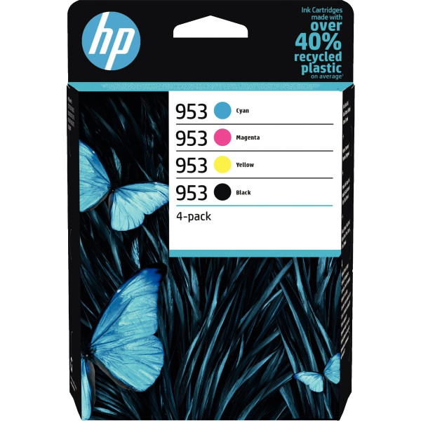 HP 953 pack de 4 cartouches d'encre noire, cyan, magenta et jaune authentiques (6ZC69AE)