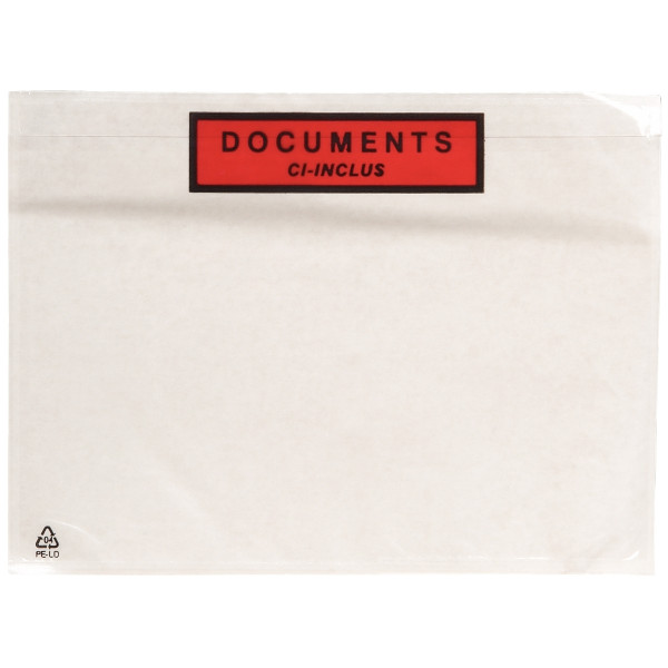 Boite de 1000 pochettes adhésives "documents ci-inclus" 228x165mm
