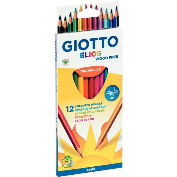 Étui de 12 crayons Elios Wood Free assortis