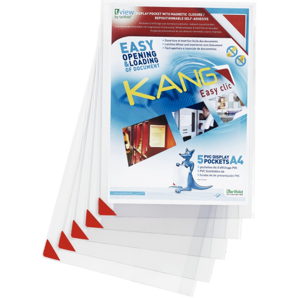 Sachet de 5 pochettes KANG en PVC repositionnables format A4