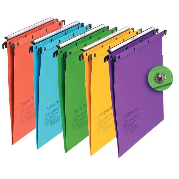 Paquet de 10 dossiers suspendus pour tiroir, dos V, coloris assortis