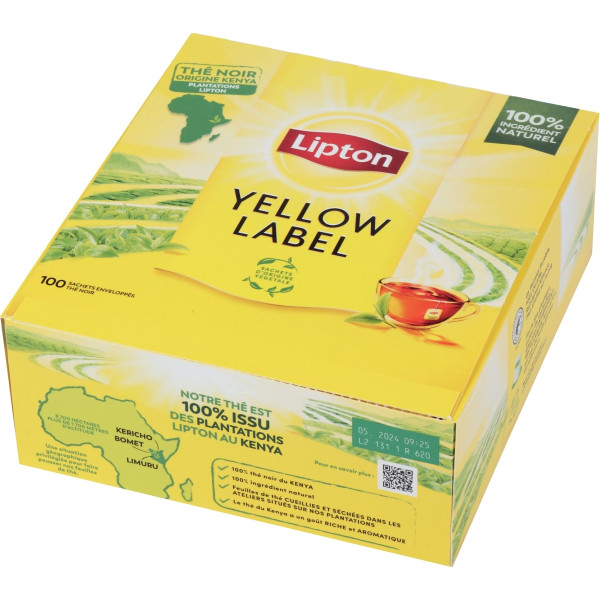 Boite de 100 sachets thé noir Yellow LIPTON