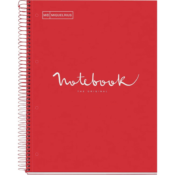 Cahier à reliure intégrale 80 feuilles NOTEBOOK EMOTIONS, format A4, quadrillé 5x5, rouge