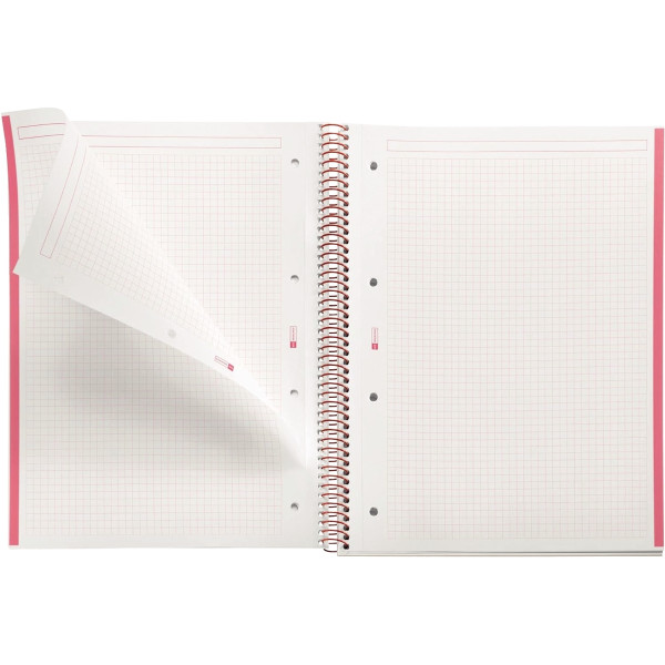 Cahier à reliure intégrale 80 feuilles NOTEBOOK EMOTIONS, format A4, quadrillé 5x5, rouge