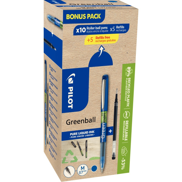 Greenpack de 10 rollers Greenball bleus + 10 recharges