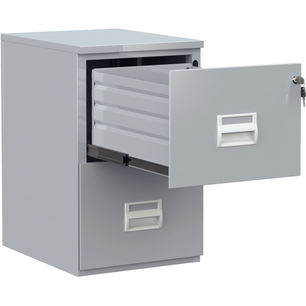 Classeur fichier 2 tiroirs pour dossiers suspendus Aluminium