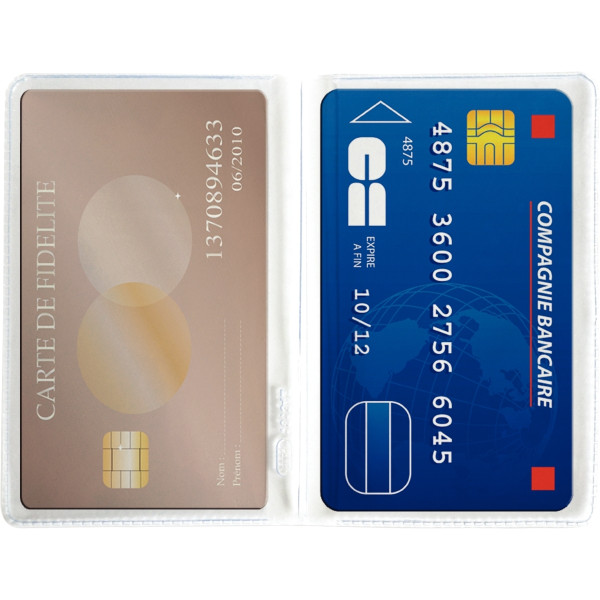 Etui 2 volets 4 cartes en PVC 20/100ème, incolore