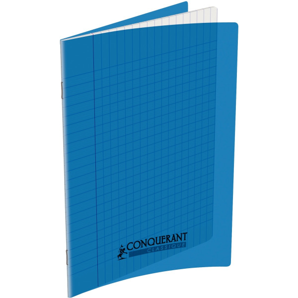 Piqûre 96 pages CONQUERANT, 17x22 cm, seyès, couv PP bleu