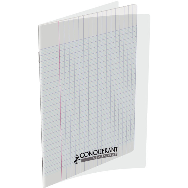 Piqûre 96 pages CONQUERANT, 17x22 cm, seyès, couv PP incolore