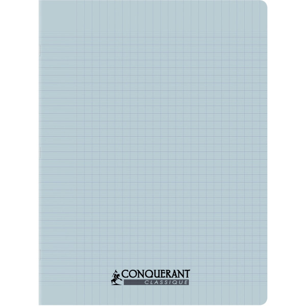 Piqûre 96 pages CONQUERANT, 24x32 cm, seyès, couv PP bleu ciel