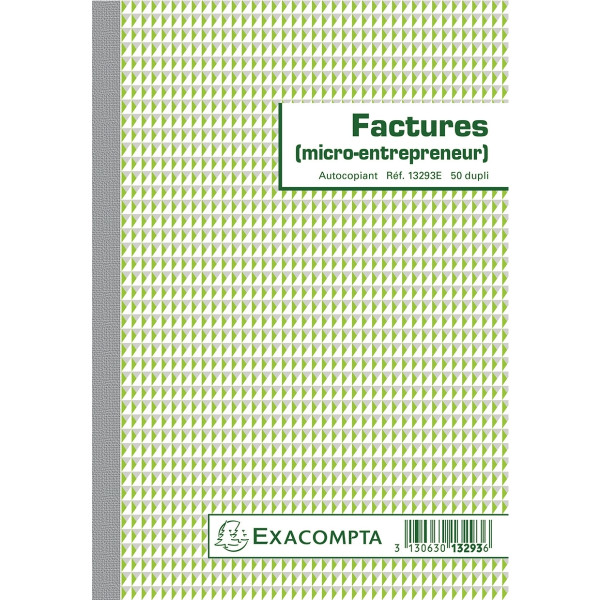 Manifold Facture micro-entrepreneur 50 duplicatas autocopiants