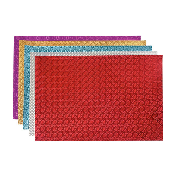 Pochette de 10 feuilles carton holographique  35 x 50 cm coloris assortis